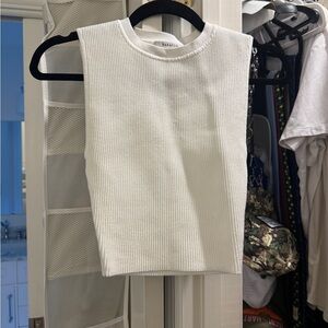Babaton Ivory Ribbed Knit Top